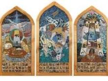 Ladder at Luz Mosaic 3 panel screen based on story of Jacob's Ladder