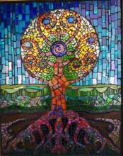 A glass on mirror mosaic of Tree of Life