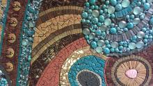 close up of mosaic wall art before grouting