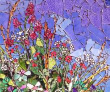 A detail from my hedgerow series using my hand painted tiles