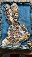 Hare with daisy Mosaic portrait of a hare