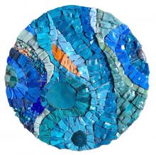 Untitled A mosaic of smalti glass in blues and greens