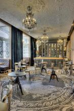 Mosaic floor in the Corinthian. Black and white marble